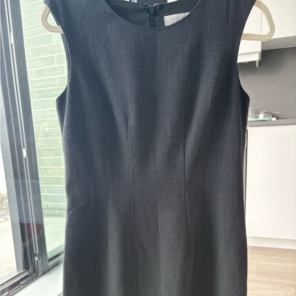 Simons Black Sleeveless Sheath Dress Size 4 | Classic Minimalist Midi Career Off - Picture 2 of 4